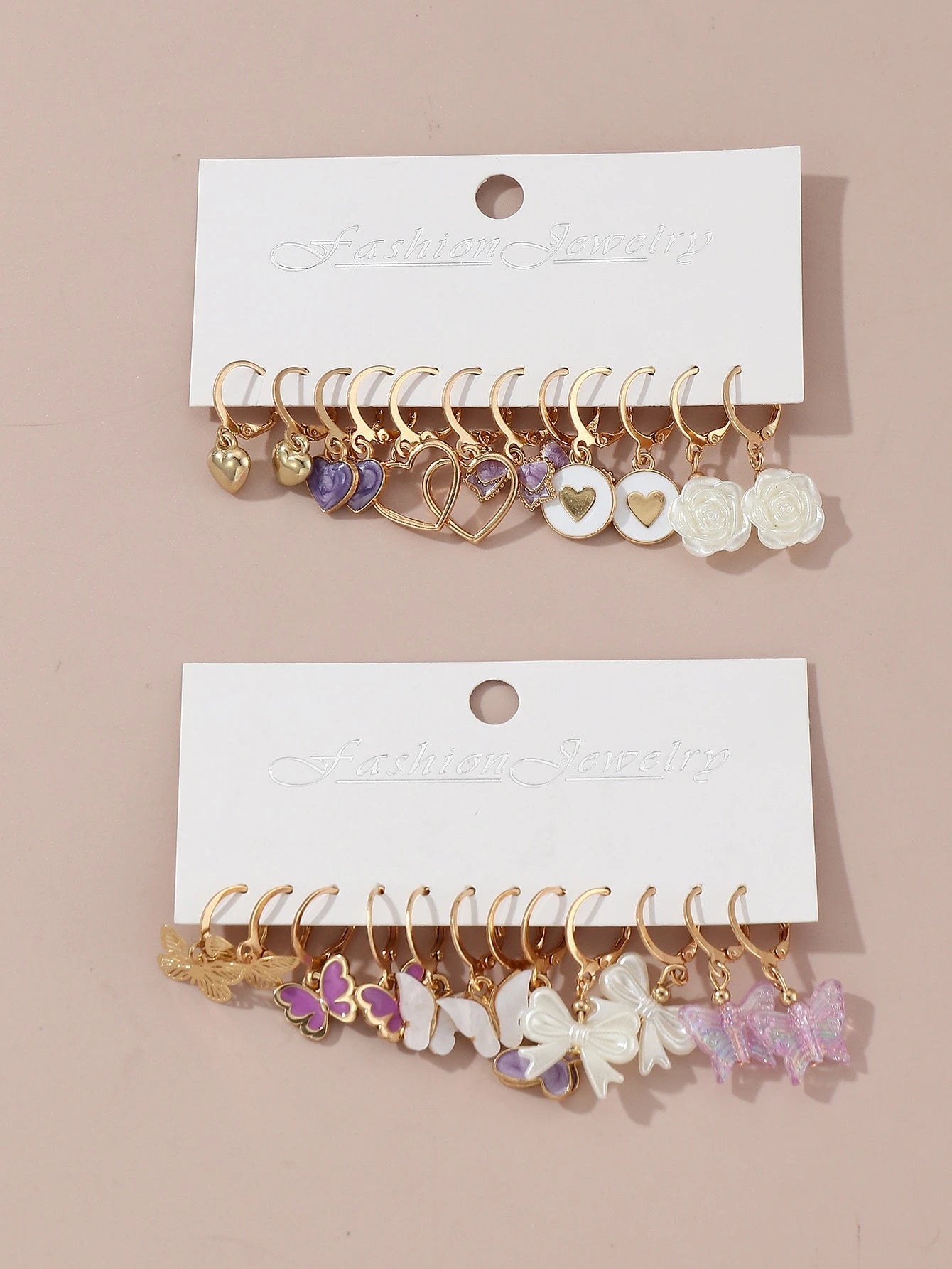 24Pcs Butterfly & Heart Shaped Earrings for Girls