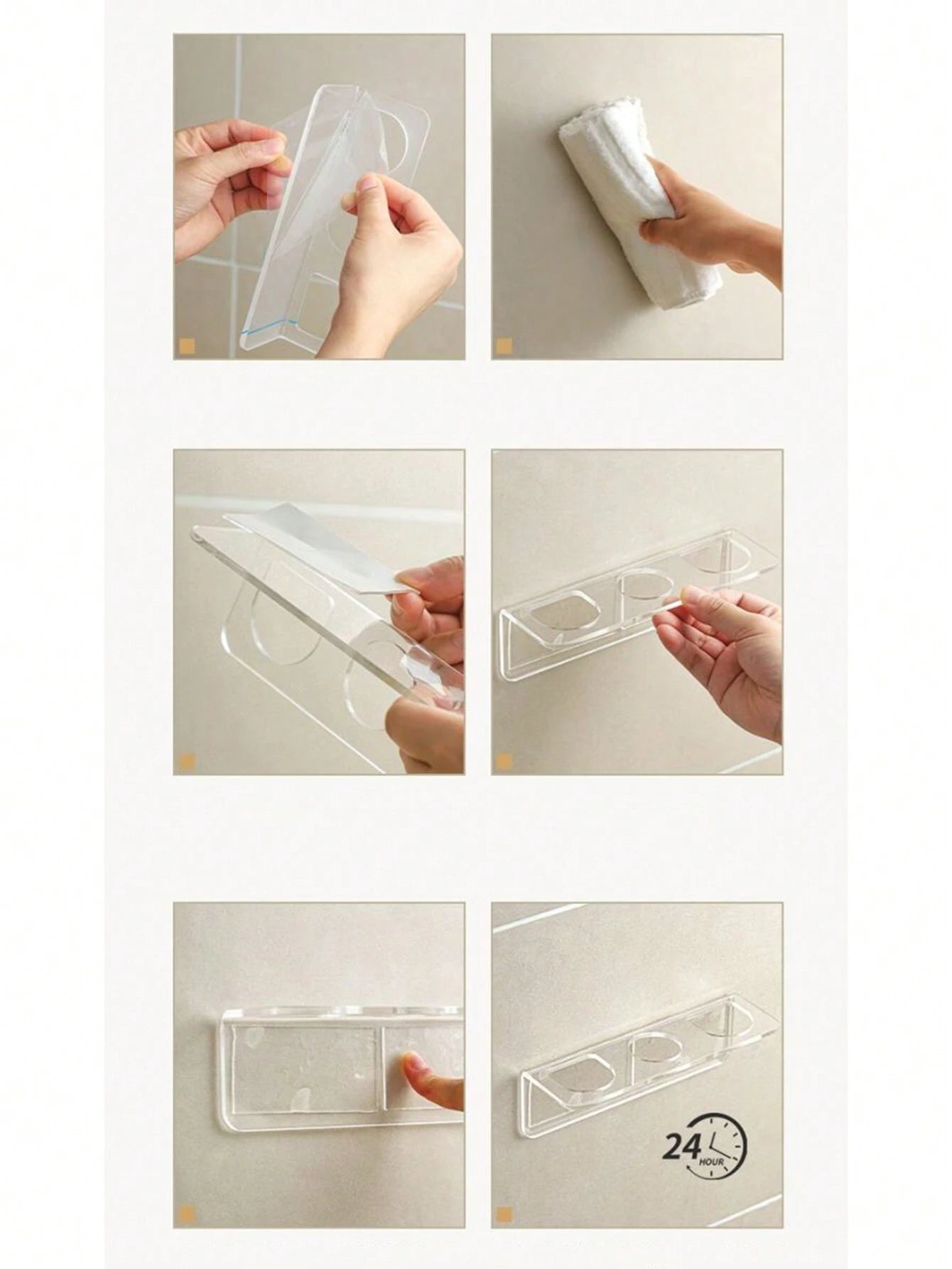 1/2/3Pcs Acrylic Plastic Bathroom Comb Holder, Wall-Mounted No-Drill Storage Rack for Vanity, Clear Transparent Organizer for Hair Brushes and Toiletries, 6.89In Length