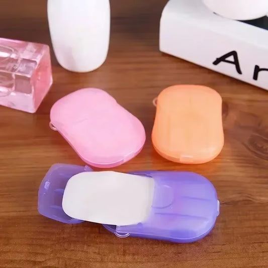 Outdoor Travel Disposable Soap Tablet Box Soap Paper Portable Hand Washing Tablet Mini Soap Sheet Refill Bathroom Soap R