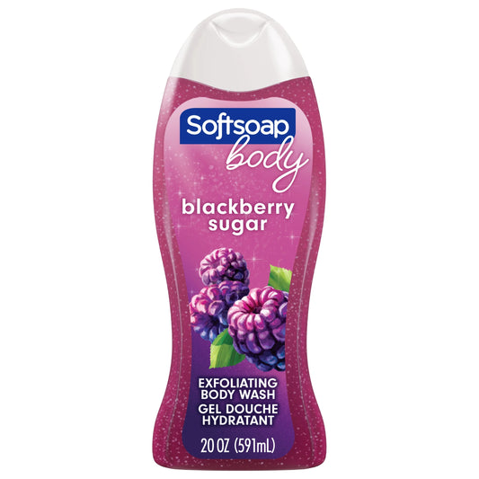 (4 Pack)  Exfoliating Body Wash, All Skin Types, Blackberry Sugar, 20 Fl Oz Bottle