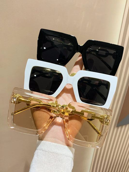 3Pairs Women White Square Frame Fashion Glasses Shades Beach Accessories Beach Accessories for Women Glasses Shades Basics Fall Winter Women Outfits Clothes Business Casual Gifts