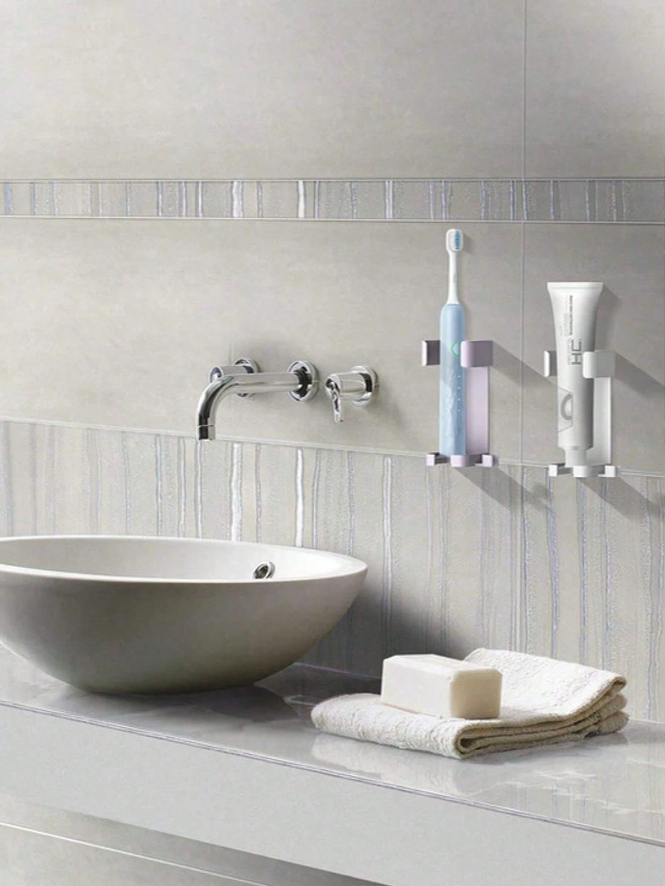 1/2/3Pcs Acrylic Plastic Bathroom Comb Holder, Wall-Mounted No-Drill Storage Rack for Vanity, Clear Transparent Organizer for Hair Brushes and Toiletries, 6.89In Length