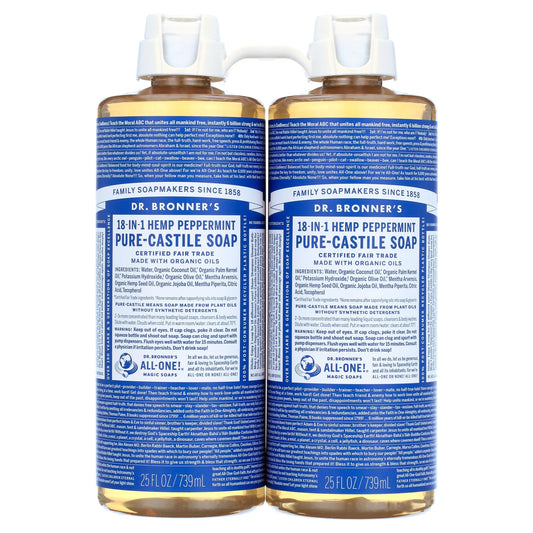 Hemp Peppermint Pure-Castile Soap, 25 Fluid Ounce (Pack of 2)