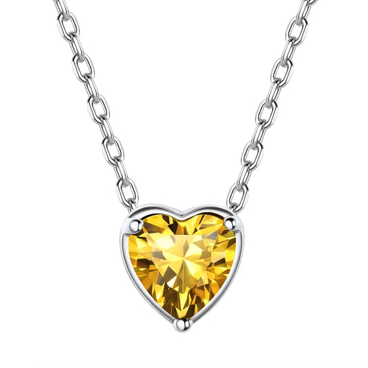Women 925 Sterling Silver Birthstone Love Heart Necklace, Birthday Christmas Gifts for Women