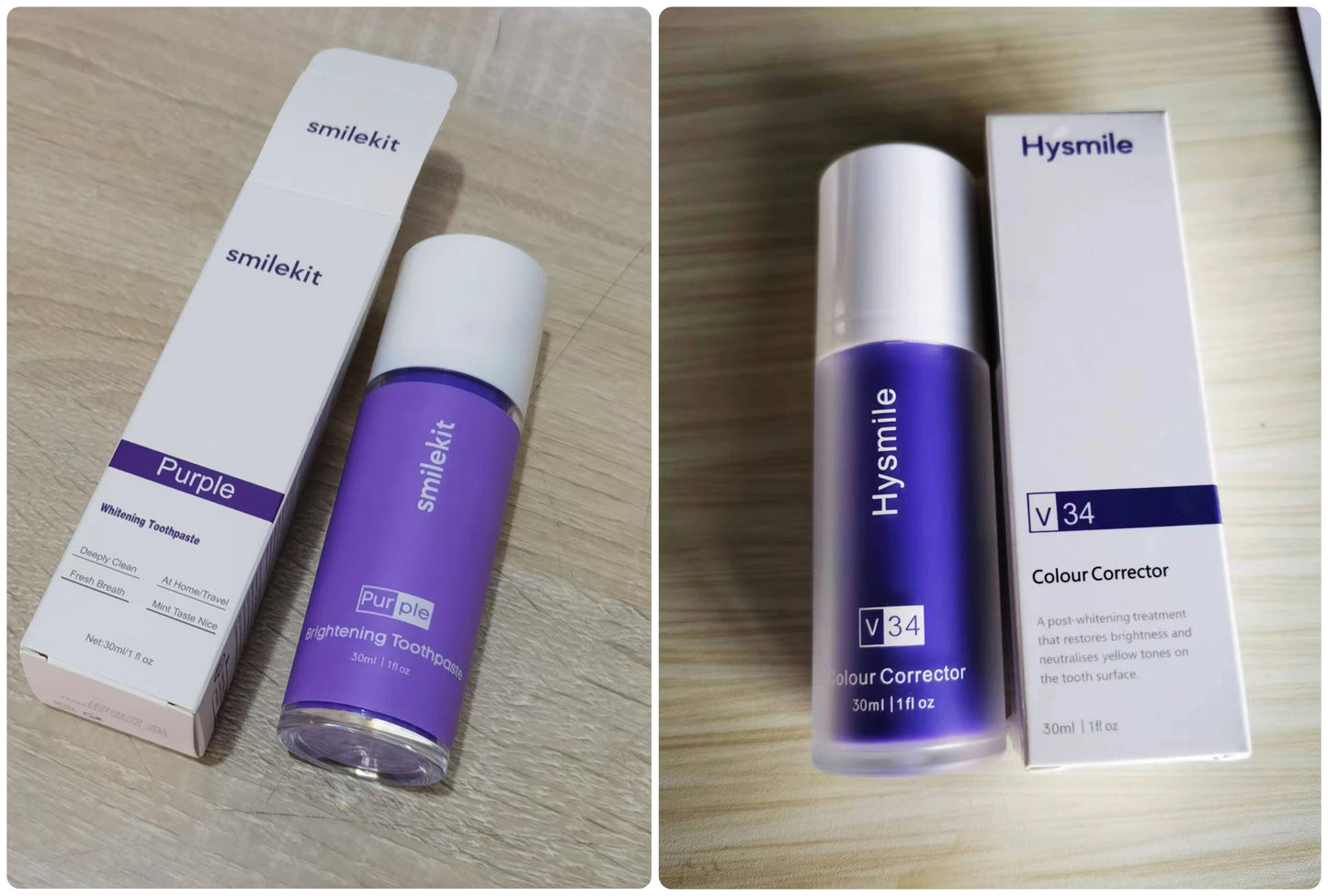 Wholesale Oral Care Custom 30Ml Natural Fluoride Free Colour Corrector Purple Whitening Teeth Whitening Mousse Toothpaste