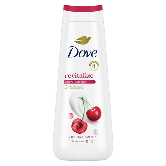 (4 Pack)  Body Wash for Women Moisturizing Revitalize Cherry & Chia Milk Cleanser, 20 Oz