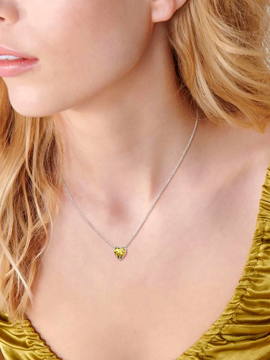 Women 925 Sterling Silver Birthstone Love Heart Necklace, Birthday Christmas Gifts for Women
