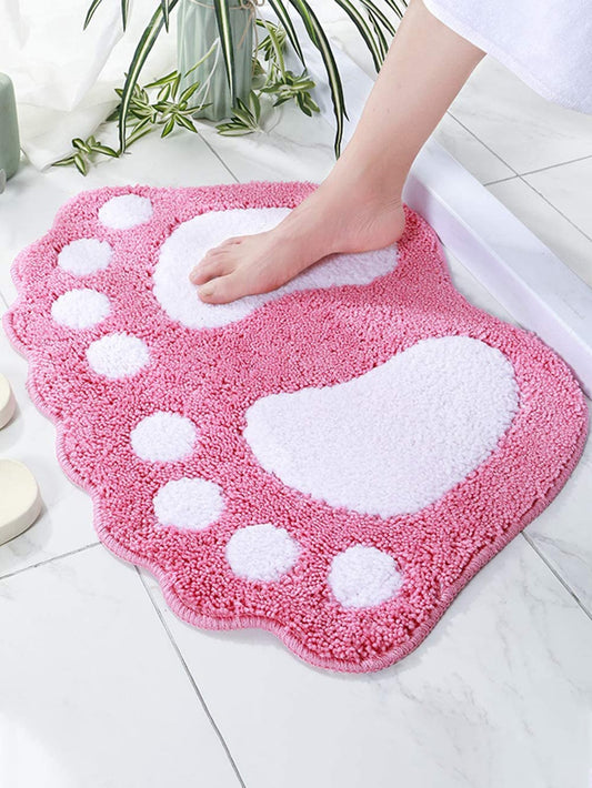 1Pc Footprint Design Door Mat, Cartoon Polyester Anti-Slip Indoor Outdoor Rug for Home, All Season Home Bathroom Decor Floor Carpet