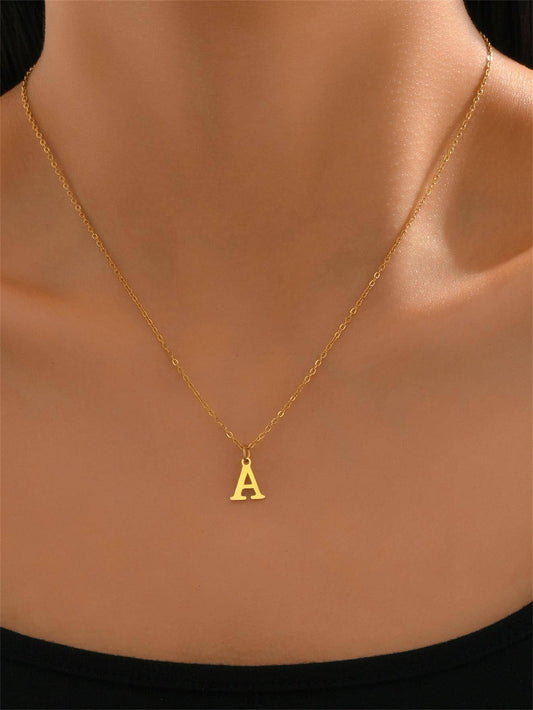 1Pc Fashionable Stainless Steel Letter Charm Necklace for Women for Daily Decoration