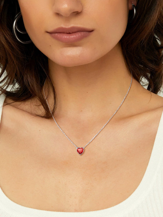 Women 925 Sterling Silver Birthstone Love Heart Necklace, Birthday Valentine'S Day Gift for Her