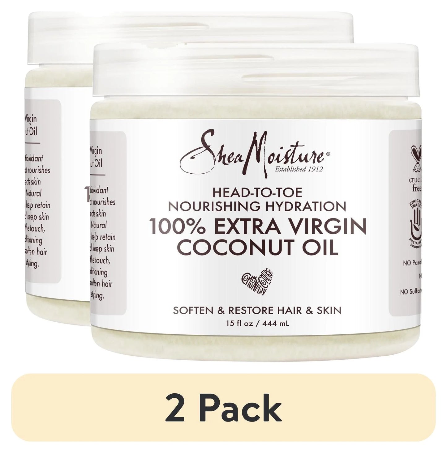 (2 Pack)  100% Extra Virgin Coconut Oil Nourishing Hydration, 14.5 Oz