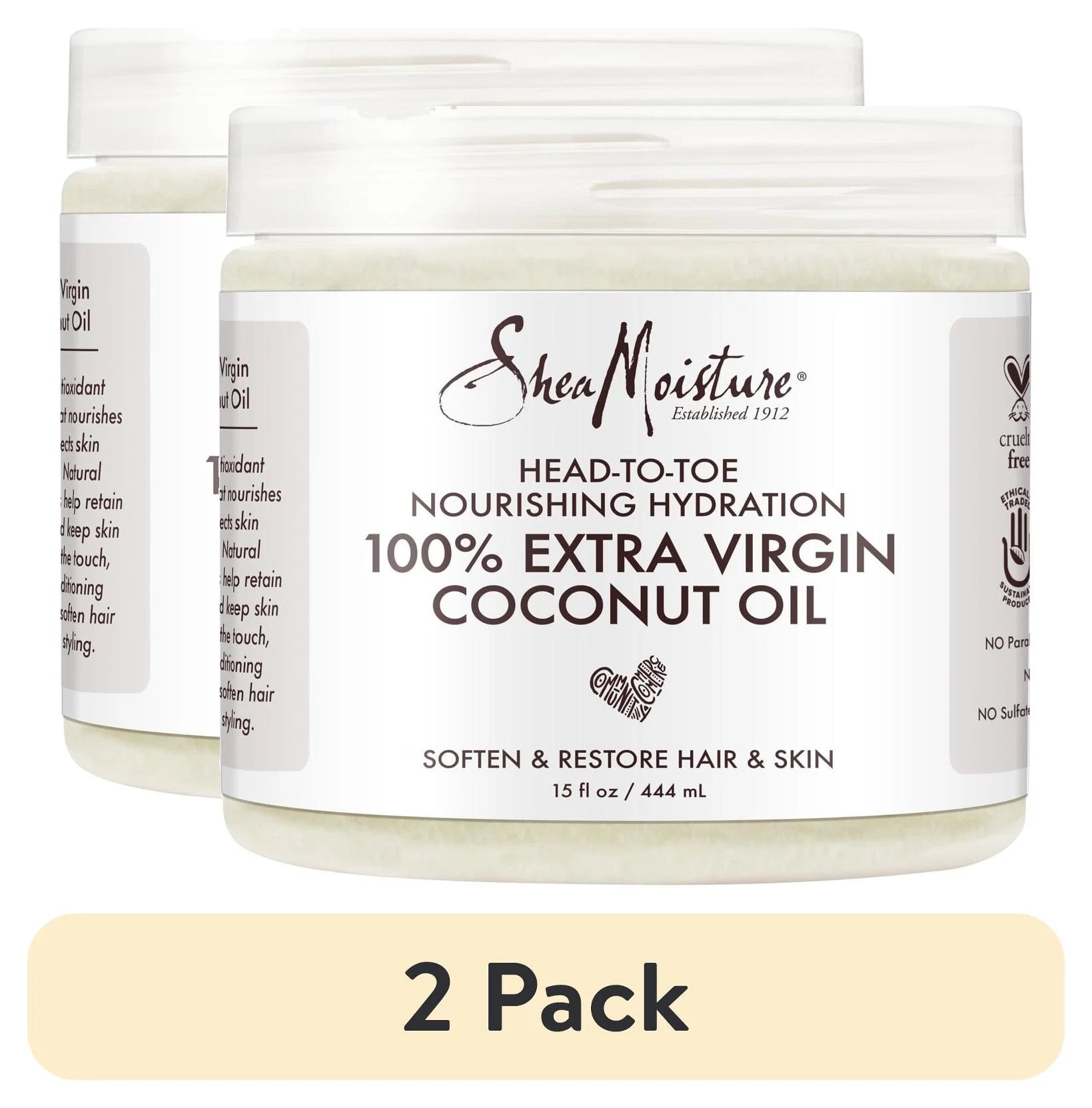 (2 Pack)  100% Extra Virgin Coconut Oil Nourishing Hydration, 14.5 Oz