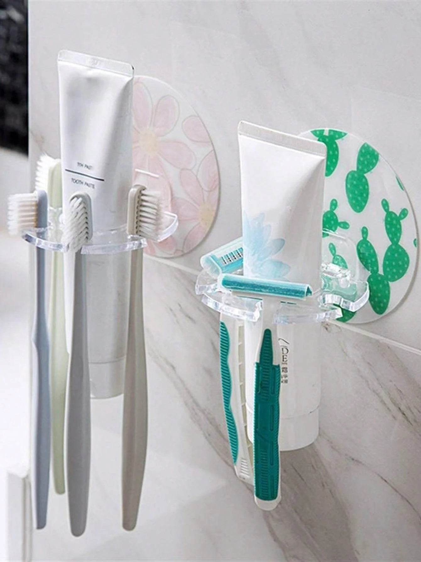1/2/3Pcs Acrylic Plastic Bathroom Comb Holder, Wall-Mounted No-Drill Storage Rack for Vanity, Clear Transparent Organizer for Hair Brushes and Toiletries, 6.89In Length
