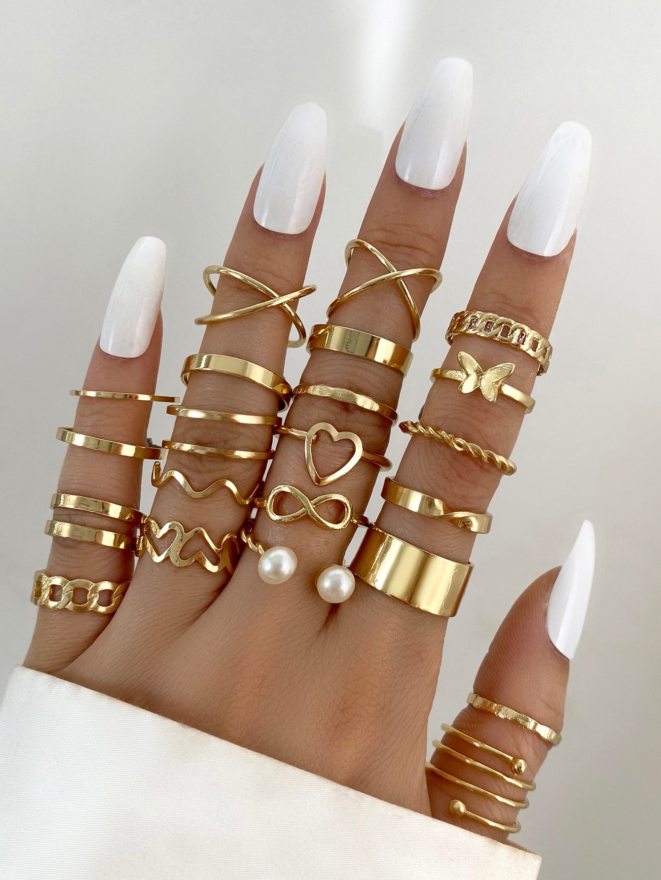 22Pcs Heart & Faux Pearl Decor Ring Valentines,Mom,Mother,Mother'S Day,Gift