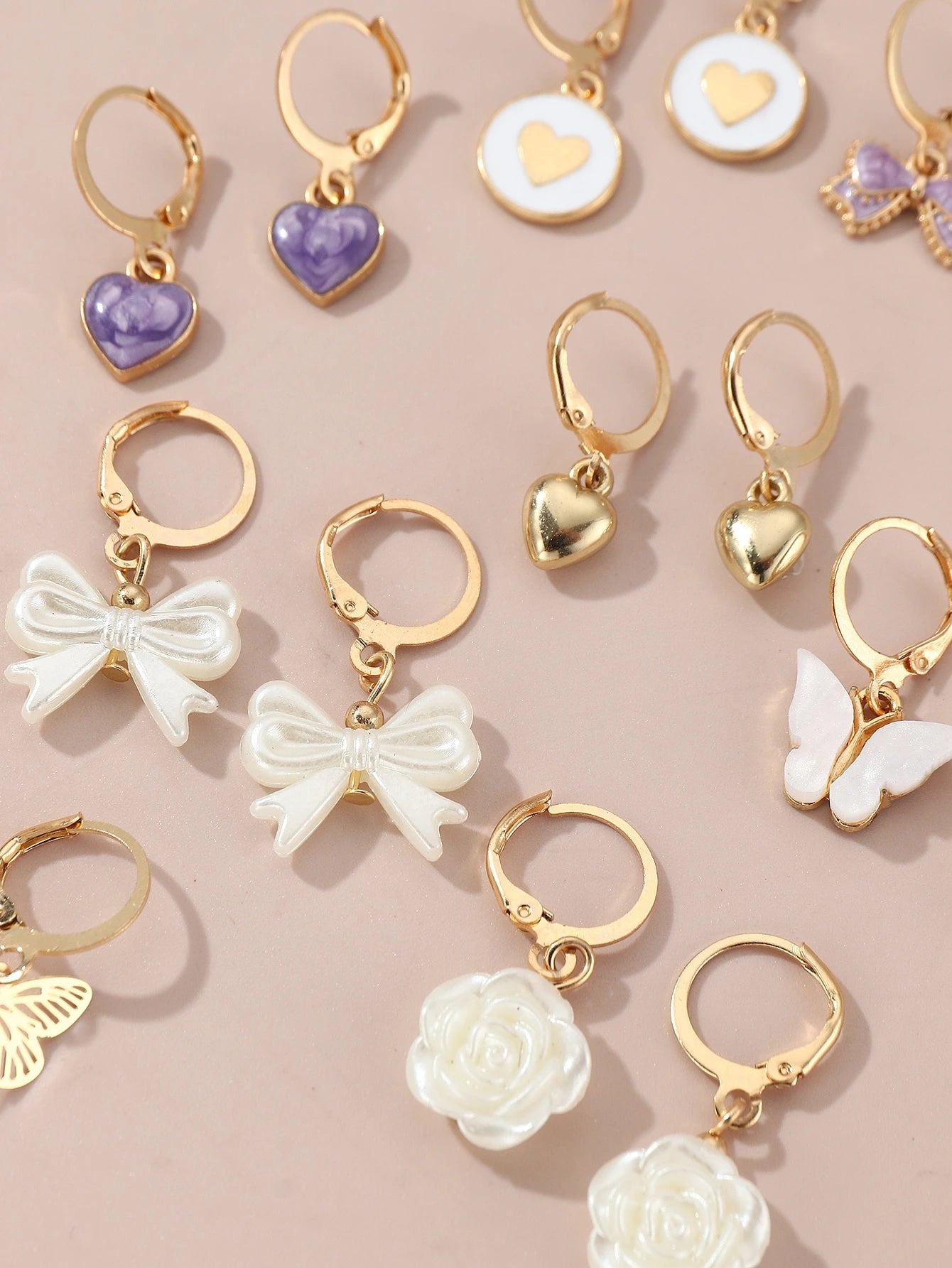 24Pcs Butterfly & Heart Shaped Earrings for Girls